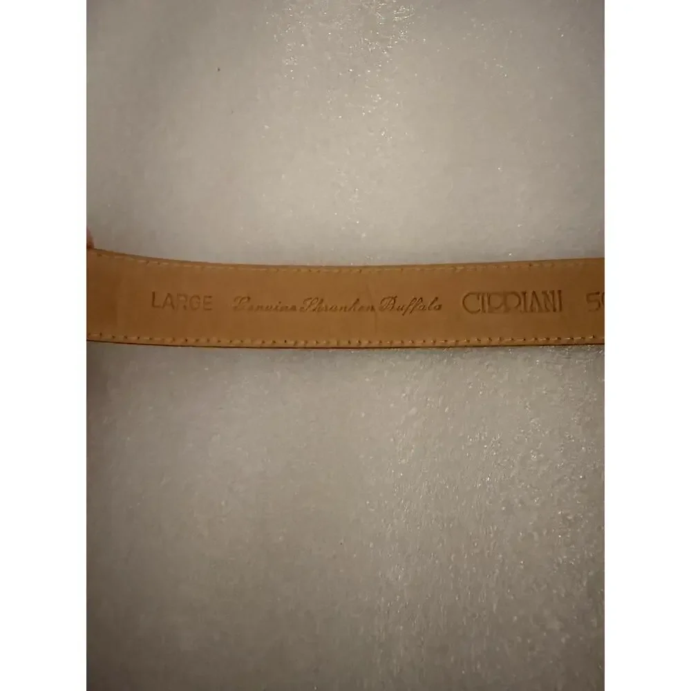 Cipriani Italian Brown Genuine Shrunken Buffalo Leather Belt Saddle Cognac L